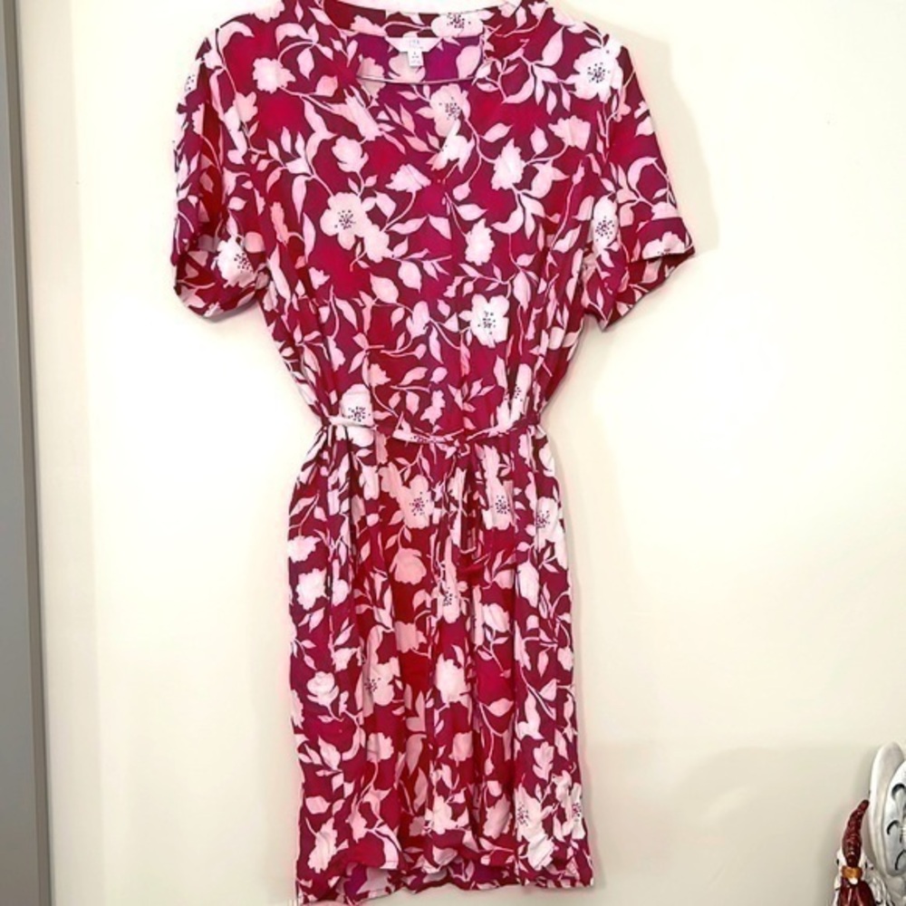 Set a small pink and white floral dress with belt lightweight